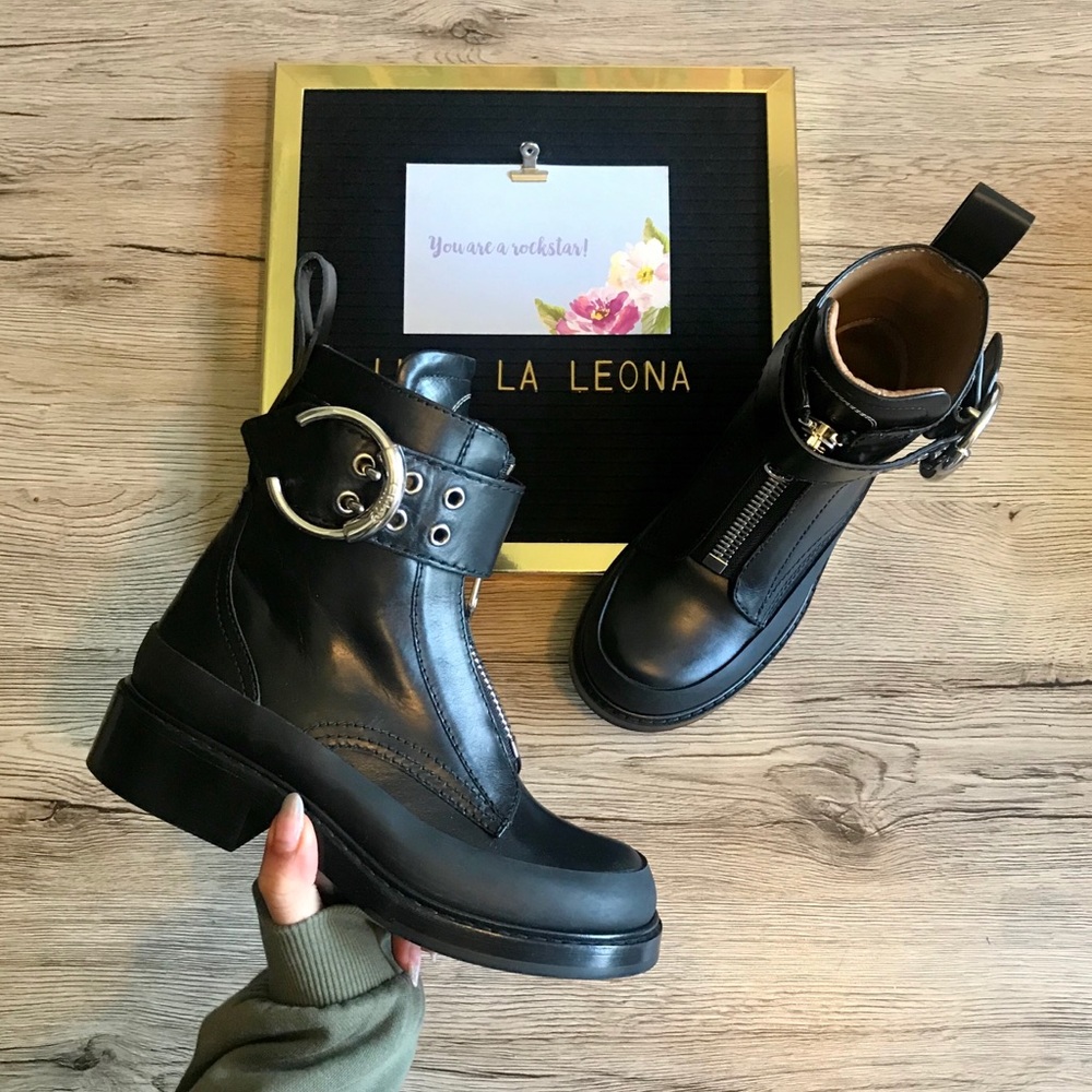 NWT Chloé Women Roy Combat Zippered Booties, Size 5 (35EU)